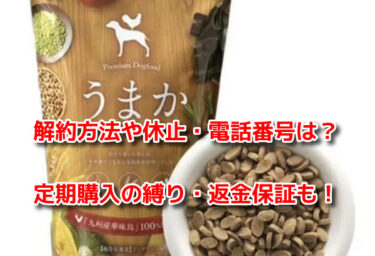 うまかUMAKAドッグフードの解約方法や休止・電話番号！定期購入の縛り・返金保証も